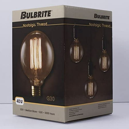 Pack of 1 Bulbrite NOS40G30 40W Nostalgic G30 Edison Globe with Thread Filament Style Pack of 1 Bulbrite NOS40G30 40W Nostalgic G30 Edison Globe with Thread Filament Style